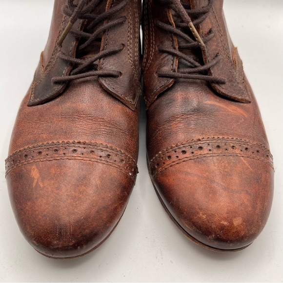 **RARE** VINTAGE MASSIMO DUTTI ALL LEATHER LACE UP ANKLE BOOTS - Picture 5 of 14